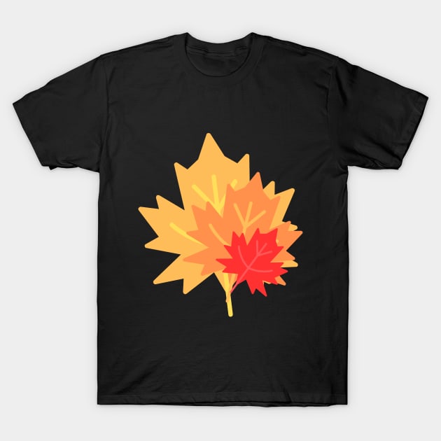 Colorful three-leaf design in shades of red and orange T-Shirt by TeeandecorAuthentic